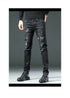 Slim Fit Korean Streetwear Graphical Printed Luxury Hip-Hop Stretch Denim Jeans for Men - Perfect Medium Wash Jeans Outfit
